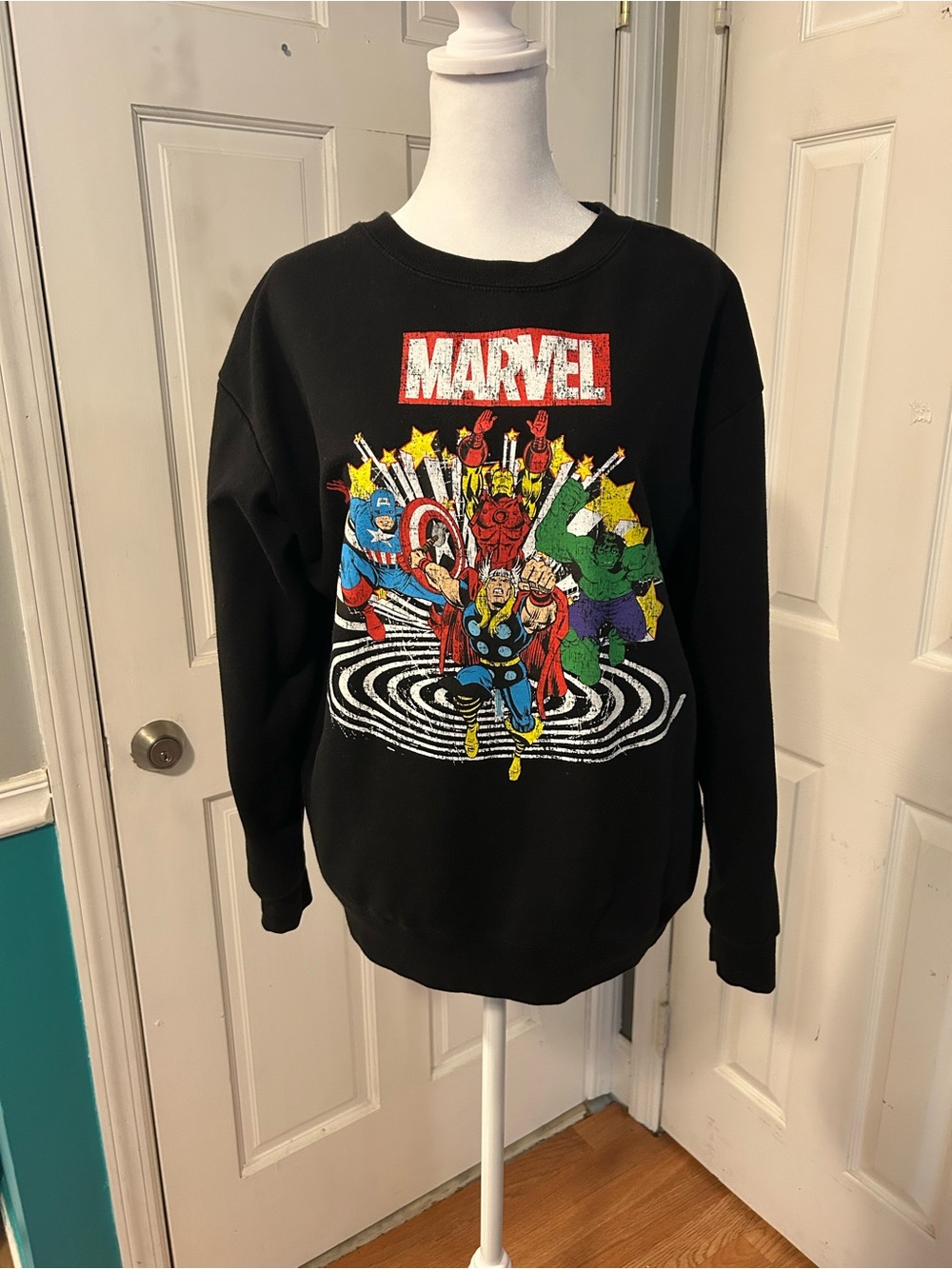 Marvel Avengers Black Graphic Crewneck Sweater